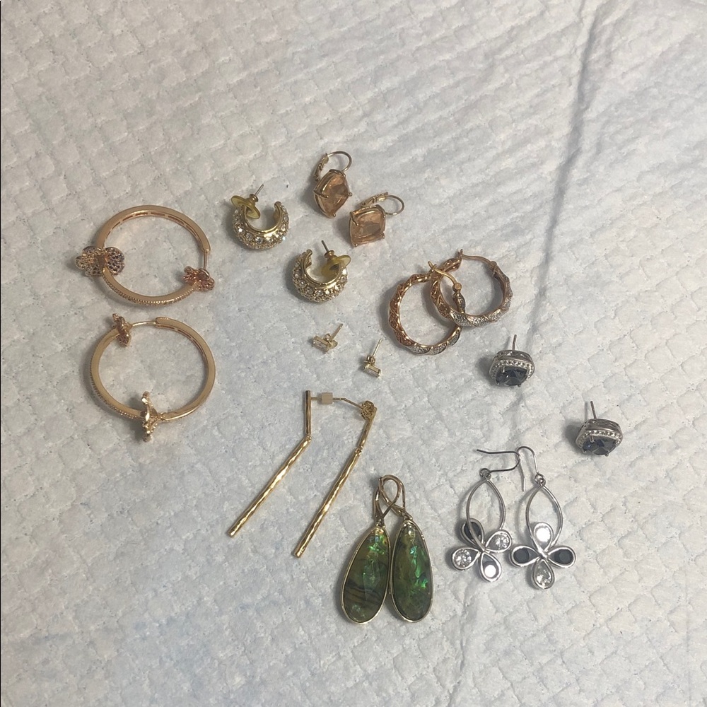 Mixed Women's Gold and Green Fashion Earring Set